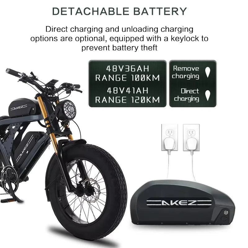 US Stock 1500w 48V Fat Tire Electric Bike Motorcycle Adults Off Road With Removable Dual Battery Mountain All-Terrain Bikes