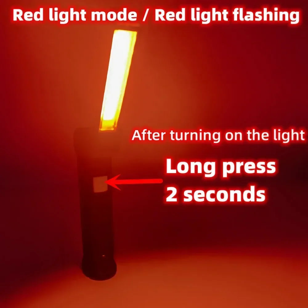 Work Light Dimmable USB Rechargeable LED Flashlight With Magnetic Hook Power Bank 18650 Battery Torch