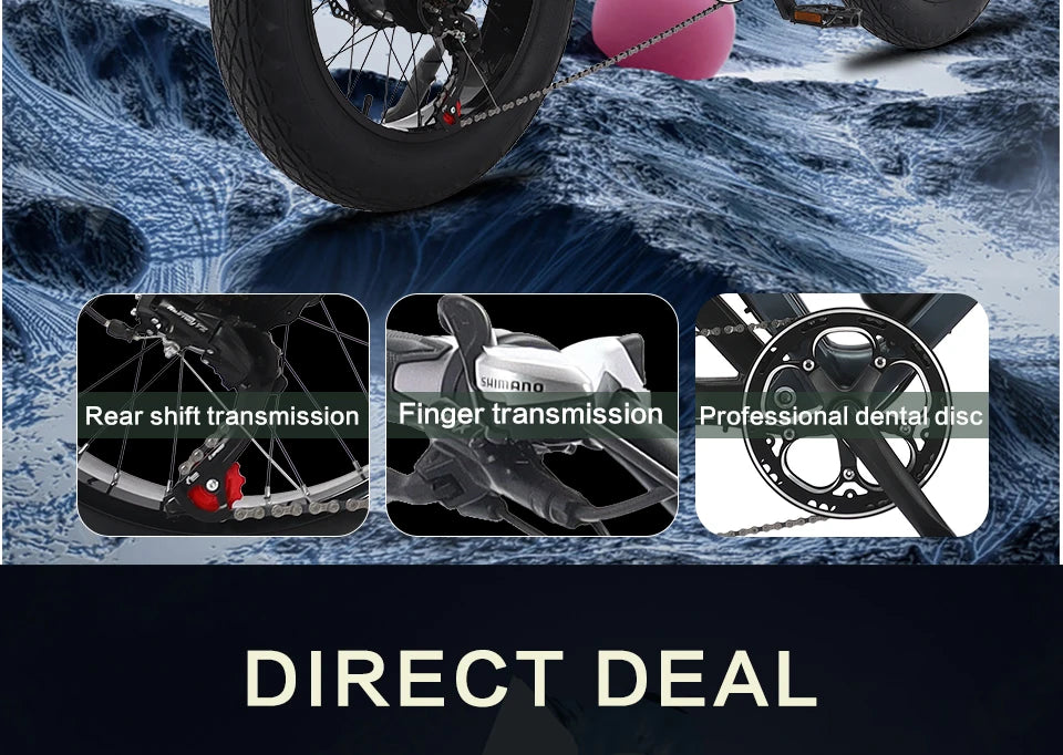 US Stock 1500w 48V Fat Tire Electric Bike Motorcycle Adults Off Road With Removable Dual Battery Mountain All-Terrain Bikes