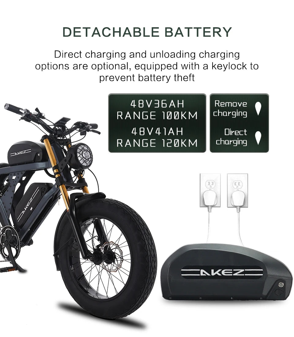 US Stock 1500w 48V Fat Tire Electric Bike Motorcycle Adults Off Road With Removable Dual Battery Mountain All-Terrain Bikes