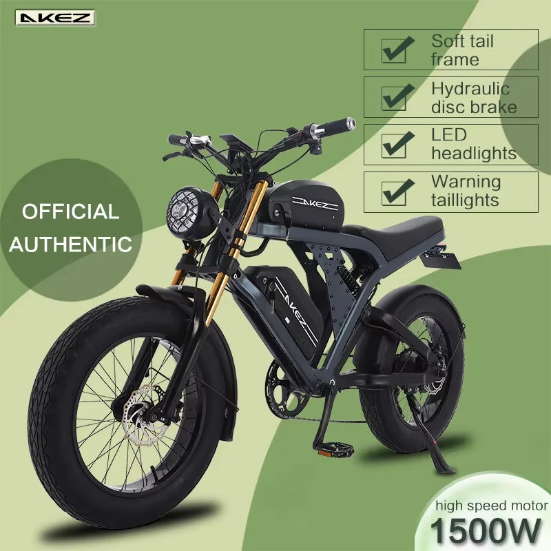 US Stock 1500w 48V Fat Tire Electric Bike Motorcycle Adults Off Road With Removable Dual Battery Mountain All-Terrain Bikes