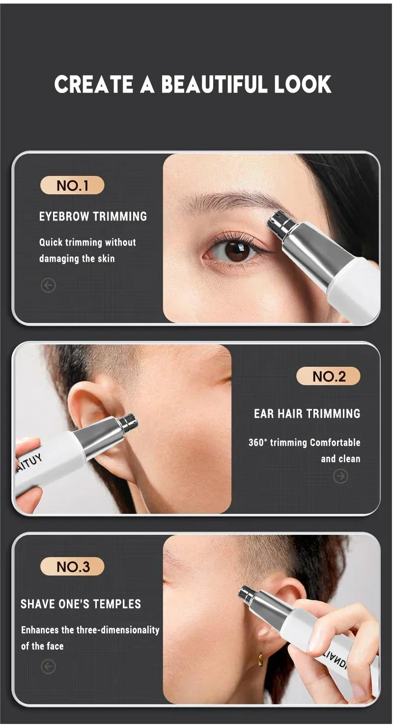 2 In 1 Electric Portable Ear And Nose Hair Eyebrow Trimmer Clipper  For Men