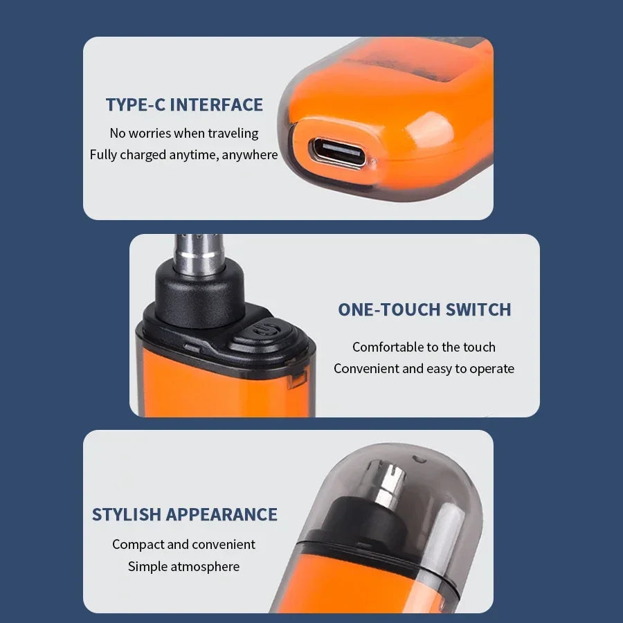 2 In 1 Electric Portable Ear And Nose Hair Eyebrow Trimmer Clipper  For Men