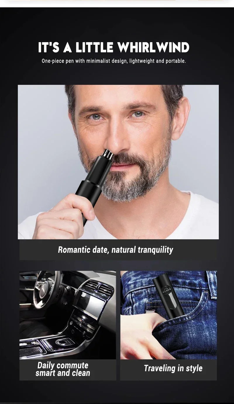 2 In 1 Electric Portable Ear And Nose Hair Eyebrow Trimmer Clipper  For Men