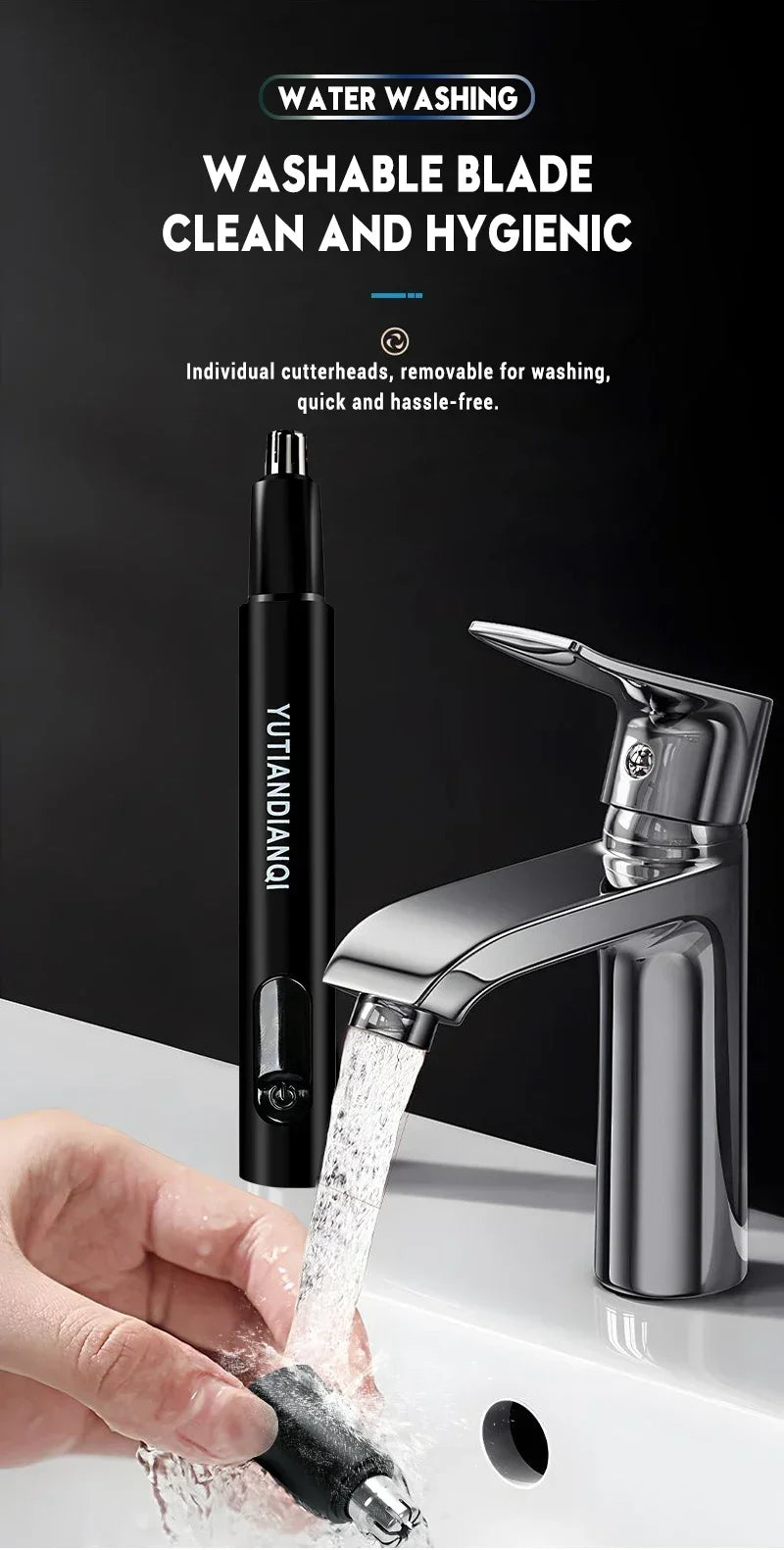 2 In 1 Electric Portable Ear And Nose Hair Eyebrow Trimmer Clipper  For Men